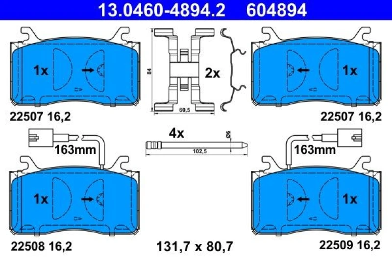 Image of Brake pad set ATE 13.0460-4894.2