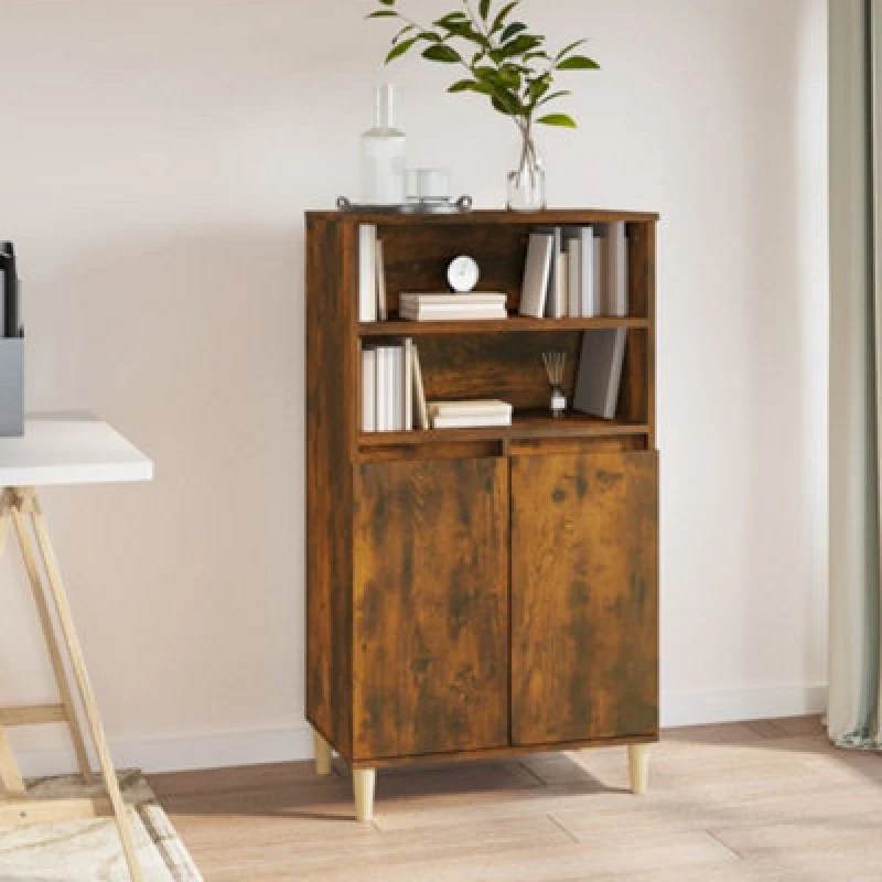 Image of vidaXL Highboard Smoked Oak 60x36x110cm Engineered Wood, Brown 821225