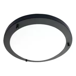 Image of Spa 180mm Delphi LED Flush Ceiling Light 12W Cool White Opal Glass and Matt Black