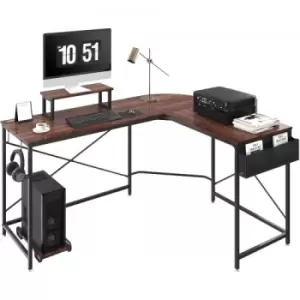 Image of VEVOR L Shaped Computer Desk, 59'' Corner Desk with Storage Bag, Monitor Riser and CPU Stand, Work Desk Gaming Desk for Home Office Workstation, Rusti