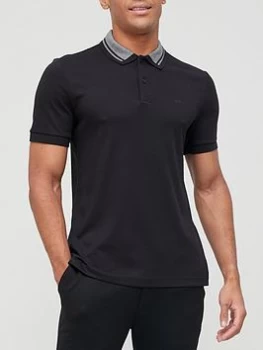 Image of Hugo Boss Phillipson 95 Collar Detail Polo Shirt Black Size 2XL Men