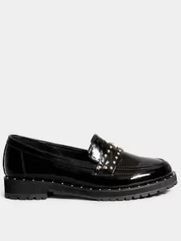 Long Tall Sally Studded Loafer Patent Black, Size 8, Women