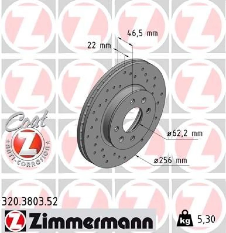 Image of ZIMMERMANN Brake disc ZIMMERMANN 320.3803.52