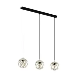 image of Pendant Ceiling Light Colour Black Shade Champagne Steel Bulb E27 3x60W