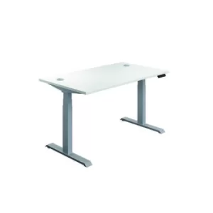 Image of First Sit/Stand Desk 1400x800x630-1290mm White/Silver KF820635