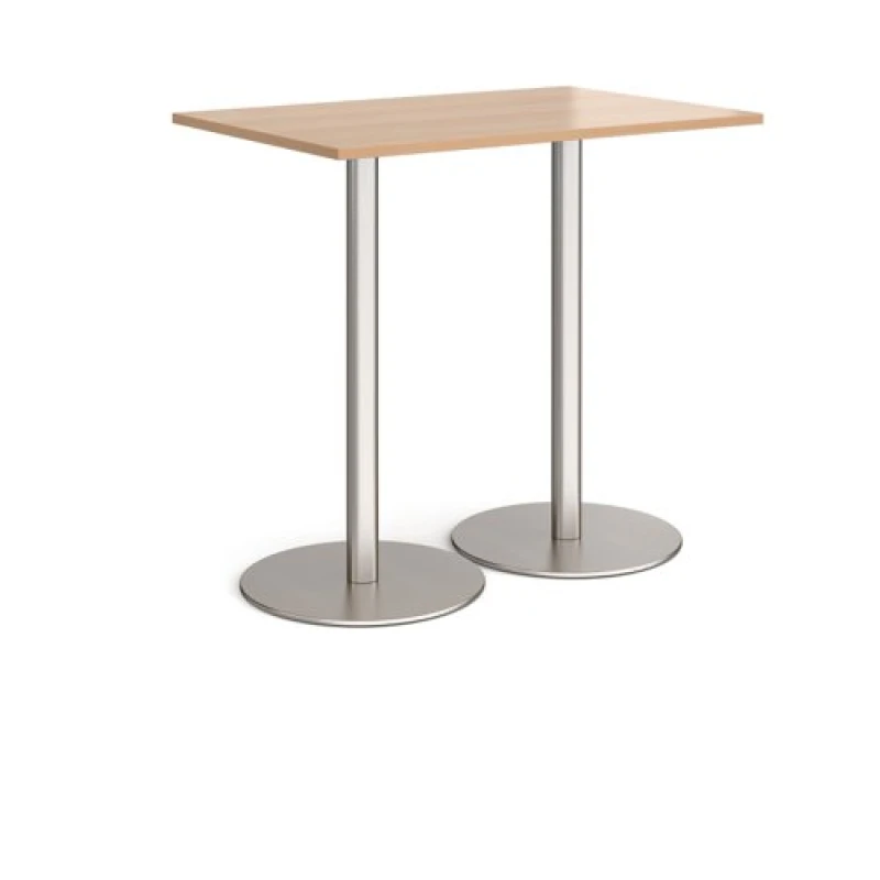 Image of Monza Monza rectangular poseur table with flat round brushed steel bases 1200mm x 800mm - beech Beech MPR1200-BS-B