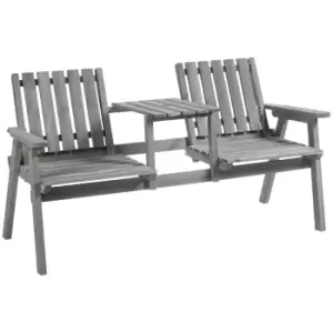 image of Outsunny 2-seater Garden Bench Patio Antique Loveseat With Armrest Steel Grey