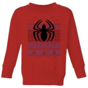 image of Marvel Avengers Spider-Man Logo Kids Christmas Sweatshirt - Red - 11-12 Years