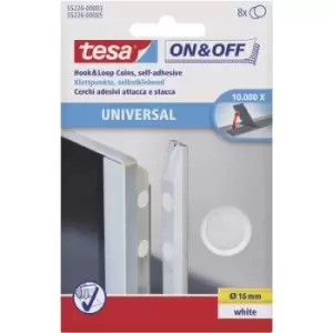 Image of TESA On & Off 55226-03-00 Hook-and-loop stick-on dots stick-on Hook and loop pad (Ø) 16mm White 8 Pair