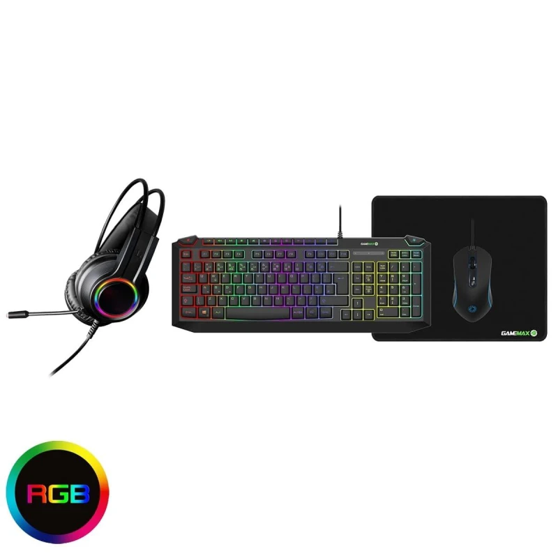 Image of Game Max Gamemax Pulse 4-in-1 Keyboard Mouse Headset Mouse Pad Combo Kit GMX-PULSE-4IN1
