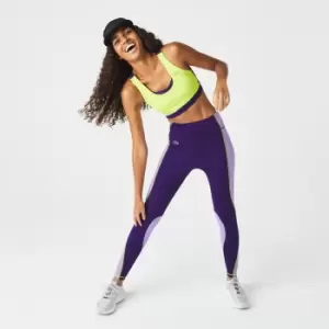 Image of Womens Lacoste SPORT Colour-block Knit Effect Leggings Size 2 - XS Purple