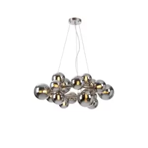 image of Marshall Circular Ceiling Pendant, 16 Light G9, Satin Nickel, Chrome Plated Glass