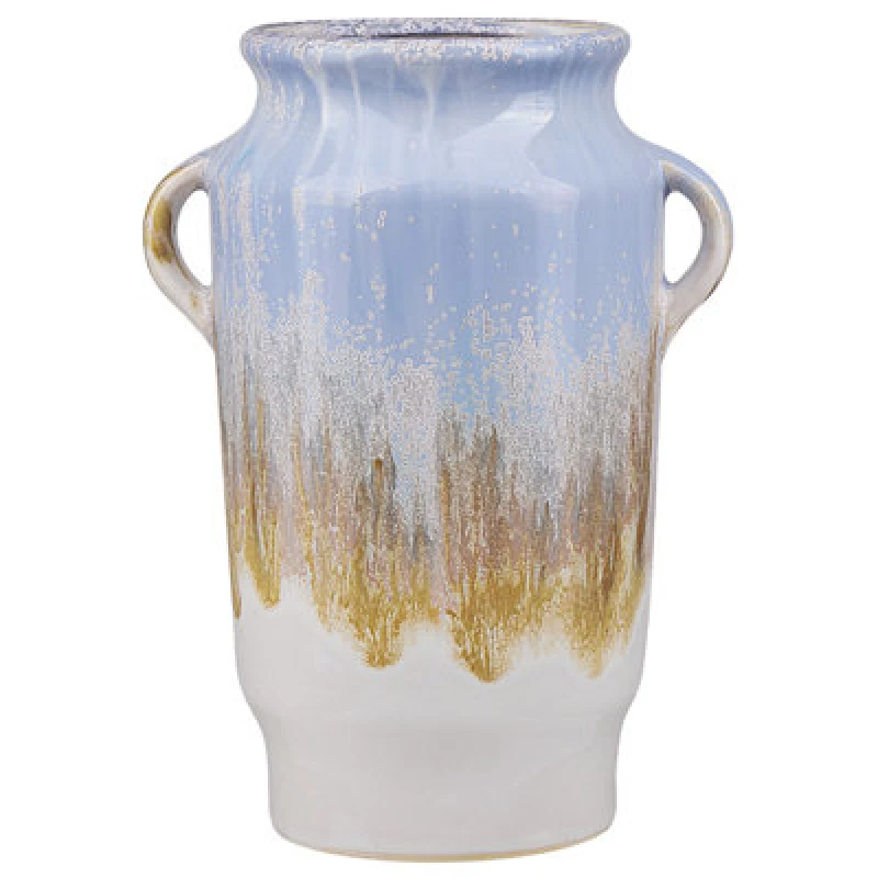 Image of Beliani Flower Vase Gerrha Stoneware 25cm Light Blue