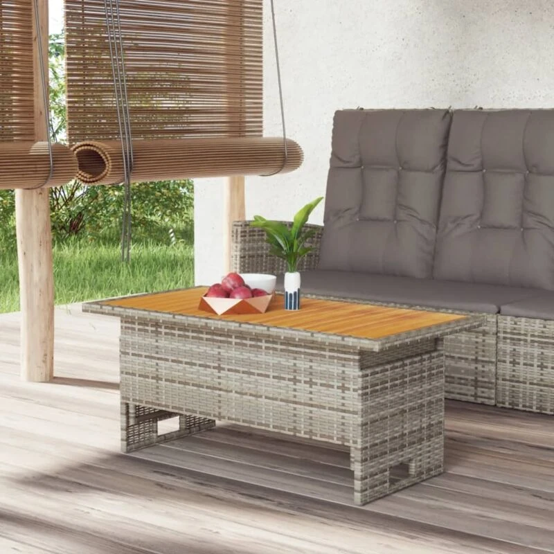 Image of VIDAXL Garden Table Grey 100x50x43/63cm Solid Wood Acacia&Poly Rattan Vidaxl 8720845717735