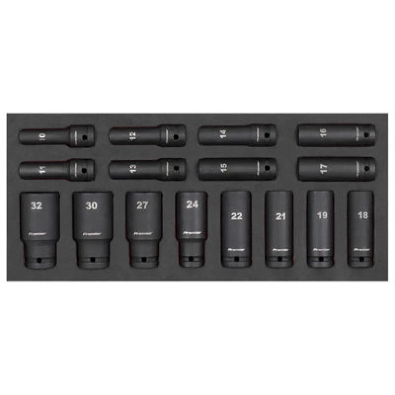 Image of Sealey Premier 16 Piece 1/2" Drive Deep Impact Socket Set in Module Tray 1/2" TBT47