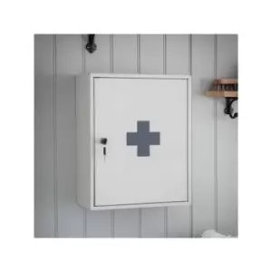 image of Lockable Steel Medicine First Aid Cabinet Bathroom Wall Cabinet - Garden Trading