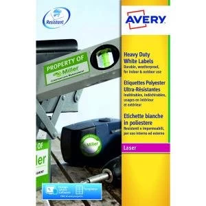 image of Avery Laser Label Heavy Duty 4 Per Sheet White Pack of 80 L4774-20