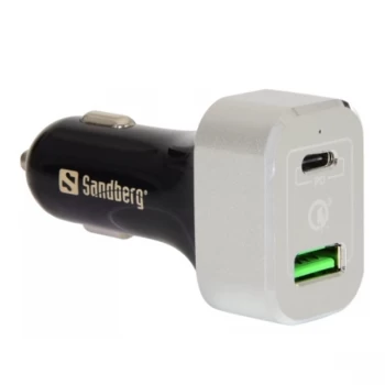 image of Sandberg (441-11) Dual USB Car Adapter, QC 3.0 / USB-C Quick Charge, 63W, 5 Year Warranty