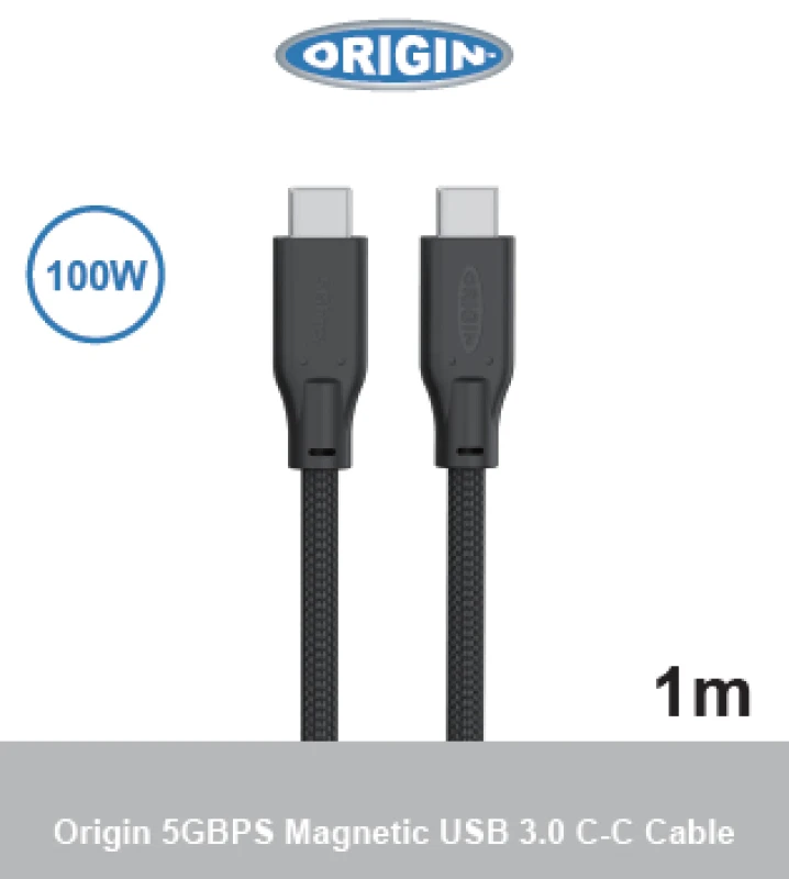 Image of Origin Storage USB-C-C Magnetic cable 3.0 5Gbps 100W 20V 5A