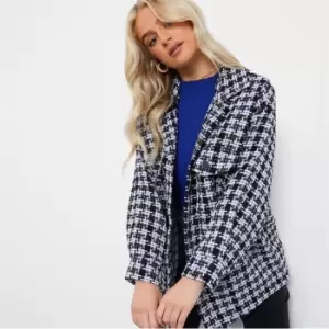 Image of I Saw It First Petite Check Oversized Shacket - Blue