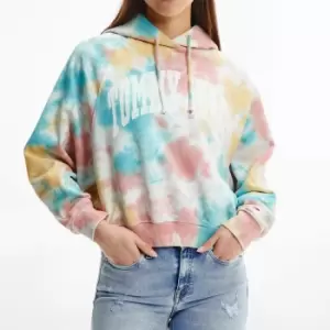 Image of Tommy Jeans Womens Tjw Boxy Tie Dye College 1 Hoodie - Tie Dye Multi - L