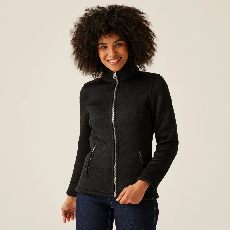 Image of Regatta Womens Razia II Knit Effect Hi Pile Fleece Jacket 20 - Bust 45' (114cm) Black RWA586-808-20