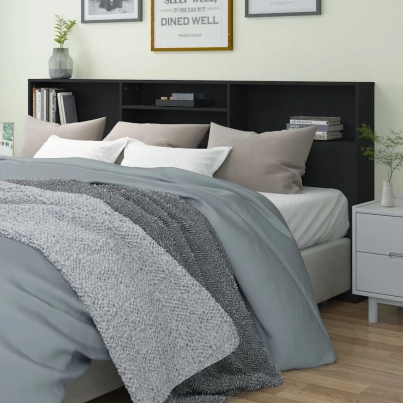 Image of VIDAXL Headboard Cabinet Black 220x19x103.5cm Vidaxl 8720286966792