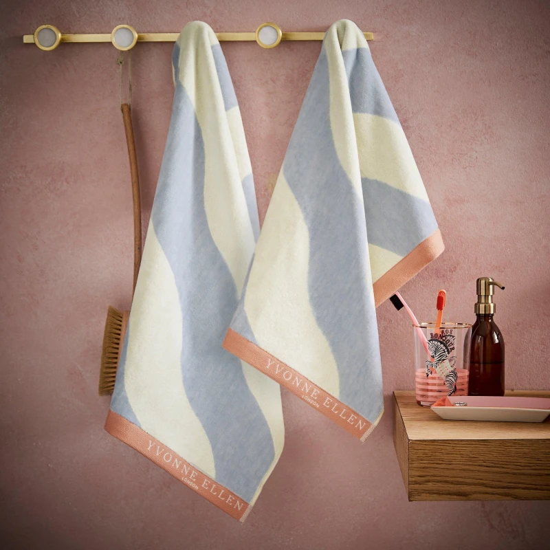 Image of Yvonne Ellen YE Sig Stripe Hand Twl 99 Frosted Lake unisex Hand Towel