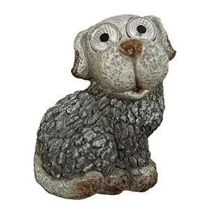 image of Polystone Mosaic Mini Dog Garden Ornament with Solar Lights