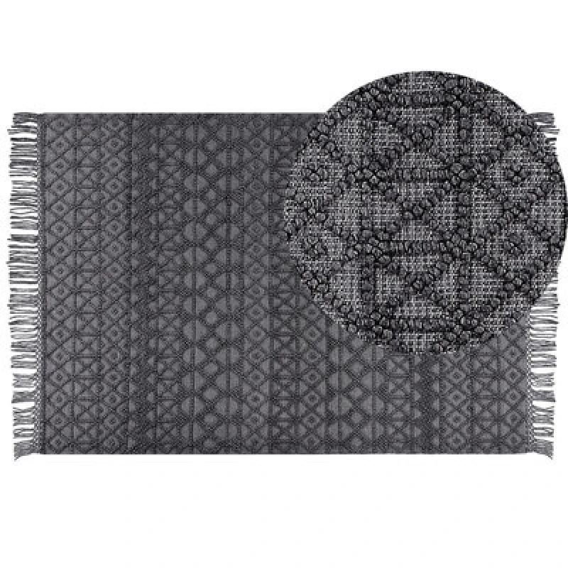 Image of Beliani Rug Alucra Black 160 X 230 Cm Wool