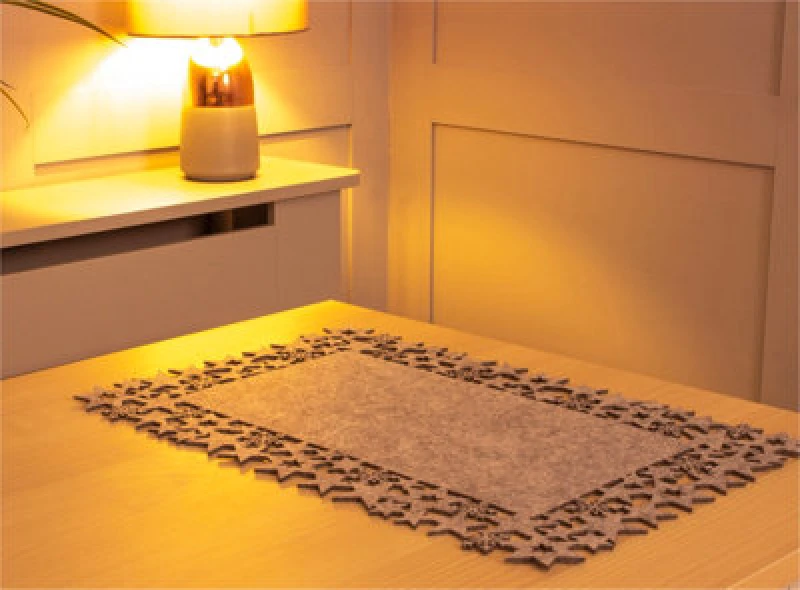 Image of Netagon Felt Table Mats with Star and Snowflake Design - Pair Grey Grey