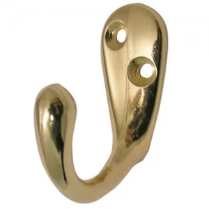 image of Select Hardware Robe Hooks Brass 18mm x 48mm 2 Pack