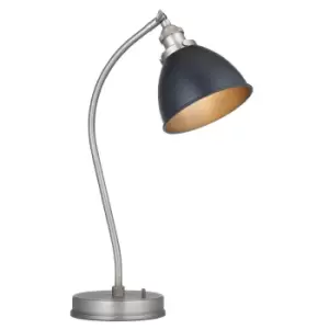 image of Franklin Task Table Lamp, Aged Pewter Plate, Matt Black Paint