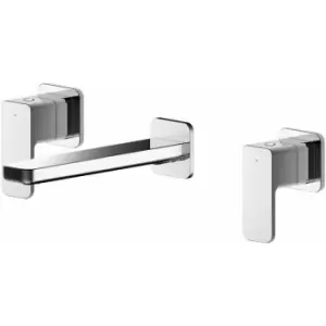 image of Windon 3-Hole Wall Mounted Basin Mixer Tap without Plate - Chrome - Nuie