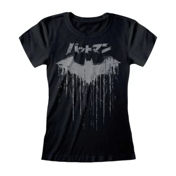 Image of Batman - Distressed Japanese Logo Womens XX-Large T-Shirt - Black