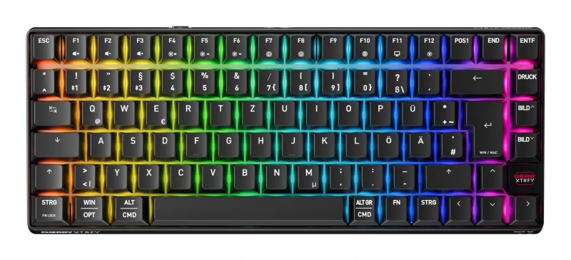 Image of Xtrfy CHERRY XTRFY K33 Compact Wireless keyboard Gaming USB + RF Wireless + Bluetooth QWERTZ German Black G8D-24030PAADE-2