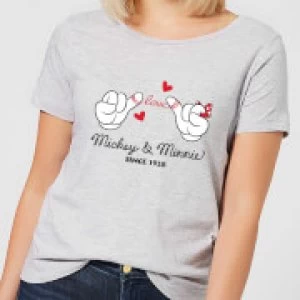 Image of Disney Mickey Mouse Love Hands Womens T-Shirt - Grey - 3XL