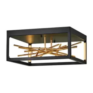 Image of Hinkley Styx Integrated LED Semi Flush Light Black & Golded Gold, 3000K