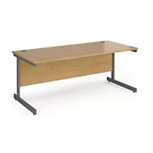 Image of Dams International Rectangular Straight Desk with Oak Coloured MFC Top and Graphite Frame Cantilever Legs Contract 25 1800 x 800 x 725mm
