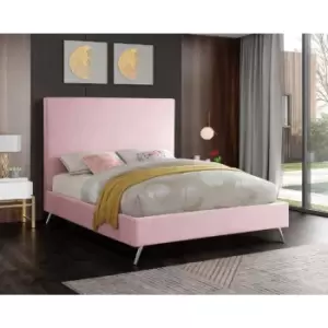 Image of Jelson Bed Double Plush Velvet Pink