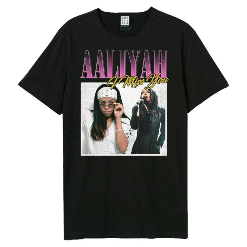 Image of Amplified Amplified Men I Miss You Aaliyah T-Shirt in Black Size: X-Small Black XS Male 5063852064847
