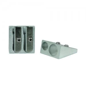 image of Classmaster Double Hole Pencil Sharpener Metal Pack of 25 PSM225