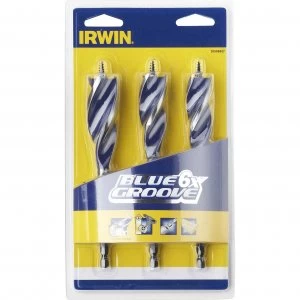 image of Irwin 3 Piece Blue Groove 6X Wood Drill Bit Set