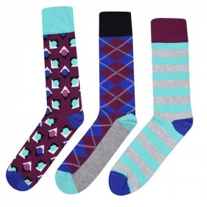 image of Happy Socks 3 Pack Argyle Socks - Purple