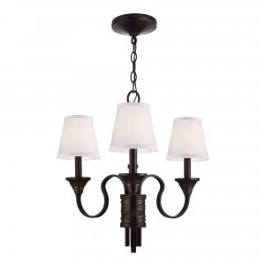 Chandelier Multi Arm 3 Light Weathered Brass, Bronze Finish, E14