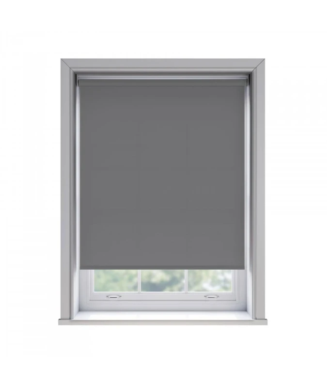 Image of New Edge Blinds No Drill Slate Grey Thermal Blackout Roller Blind 170cm Drop in Mid Grey Size: 180cm Mid Grey Unisex 180 cm