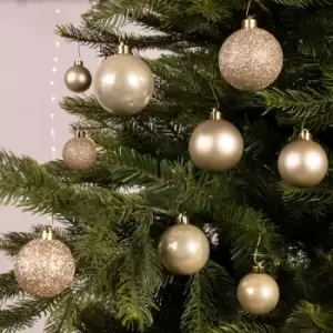 Image of Assorted Christmas Shatterproof 30 Piece Shiny, Matte, Glitter Gold Baubles Tree Decoration