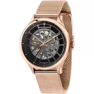 Image of Gents Maserati Gentleman 43mm Auto Blk Dial Mesh Bracelet Rg Watch