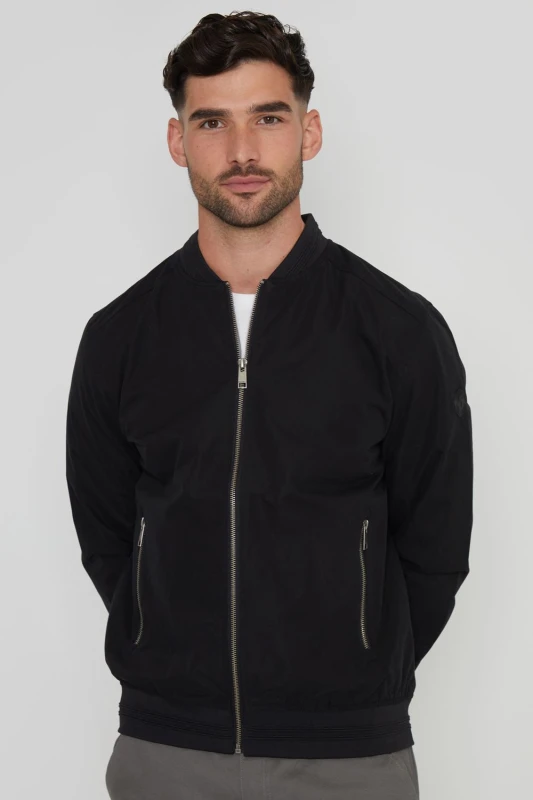 Image of Threadbare Threadbare Men 'Predict' Showerproof Classic Bomber Jacket in Black Size: Small Black S Male 7625914431035