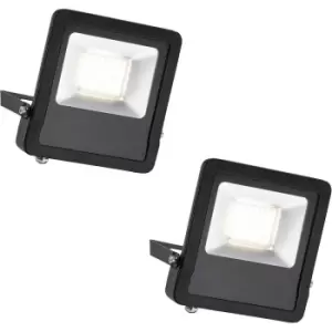Image of 2 PACK Outdoor IP65 LED Floodlight - 50W Cool White LED - Angled Wall Bracket